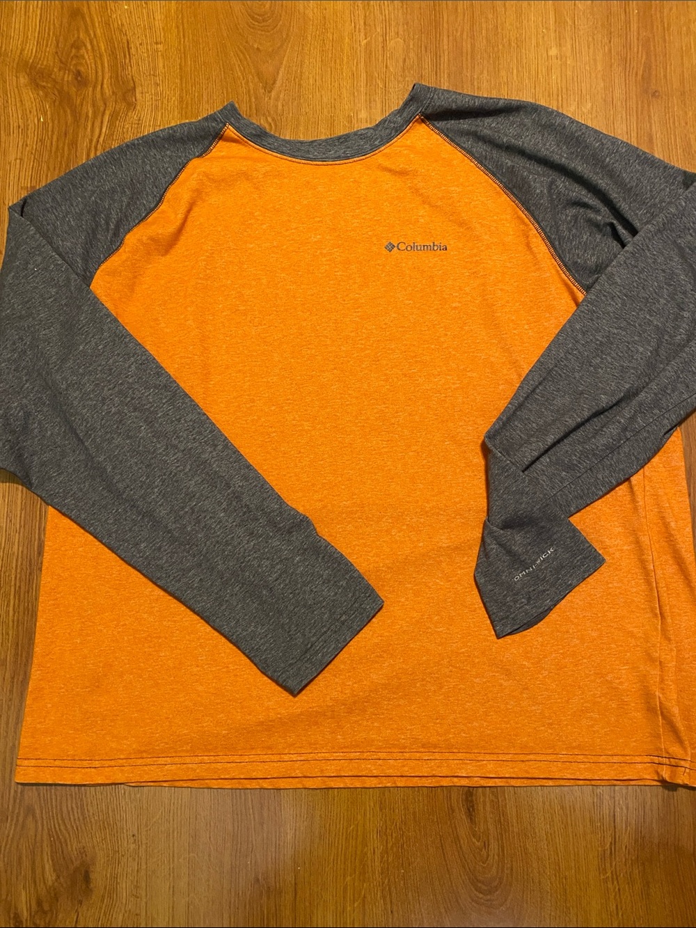 Columbia Orange Body with Gray Raglan Long-Sleeve Shirt Omni-Wick XL